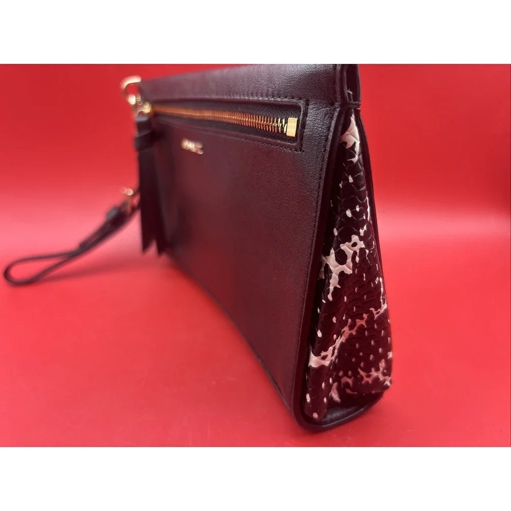 Coach Leather Madison  Large WRISTLET embossed python sides Black/white